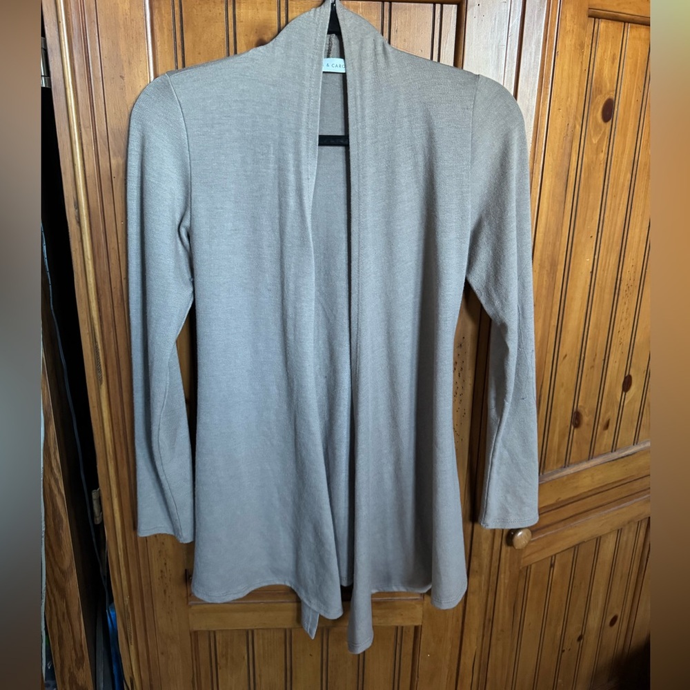 Chris & Carol Taupe Open-Front Cardigan